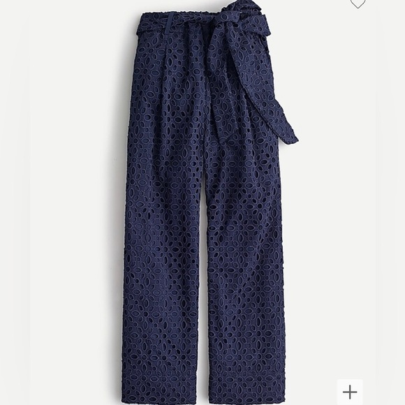 J.Crew Tie Waist Eyelet Pants Elastic Pull On Lined Trouser Pants Womens - Picture 1 of 10